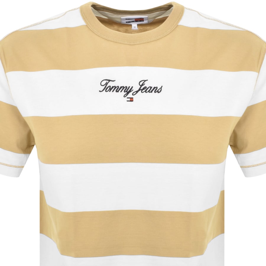 Tommy Jeans Bold Stripe Logo T Shirt Beige Mainline Menswear Canada